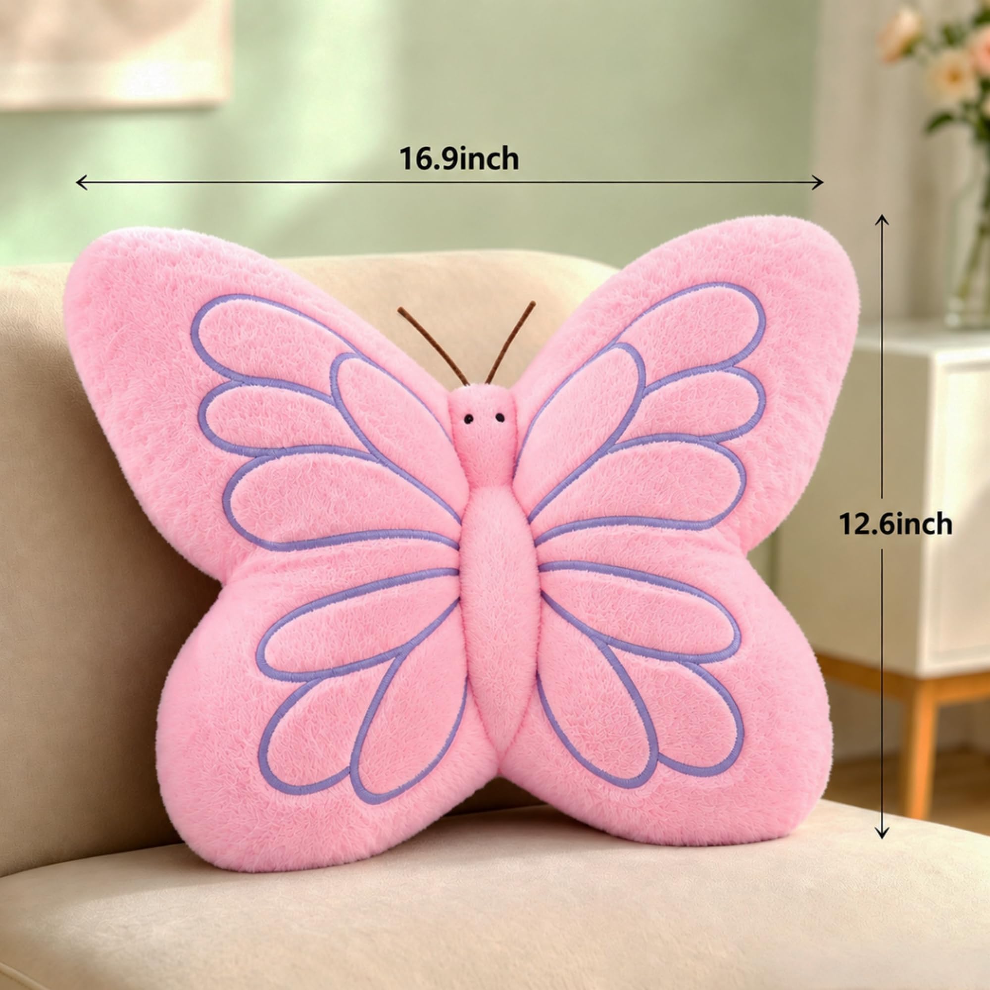 CANGHI Butterfly Throw Pillow 16.9" Plush Decorative (Hot Pink, Butterfly)