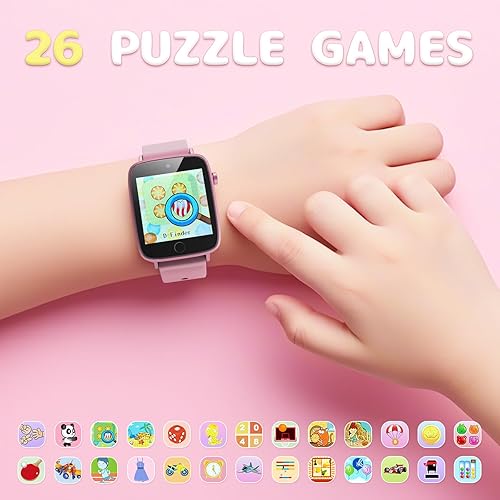 Miniatura 5 de Relojes Inteligentes para Niñas de 4 a 12 Años, Reloj Inteligente para Niños con Cámara, 26 Juegos de Rompecabezas, Reloj Despertador, Podómetro,