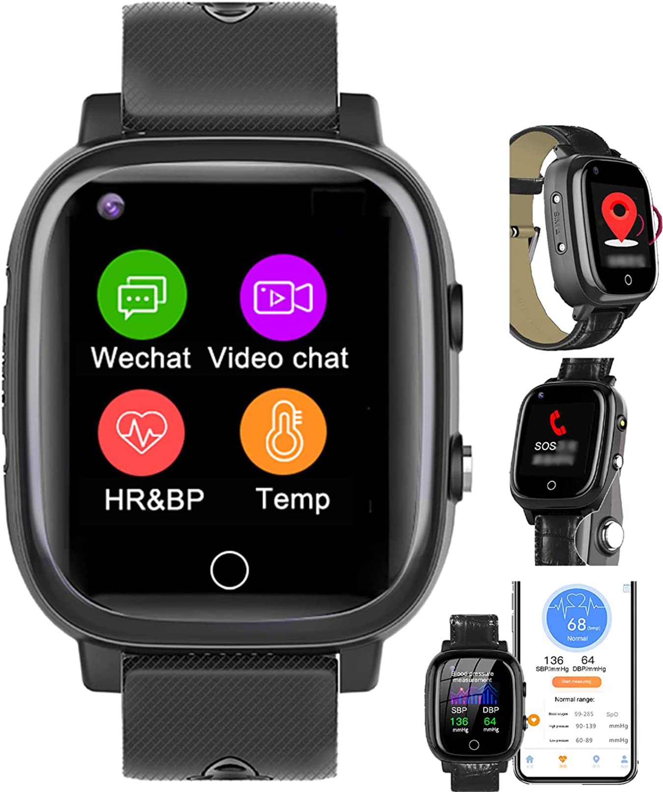 Mommax 4G Elderly Smartwatch with Smart SOS Emergency Button Alarm Fall Detector GPS Tracking Locator Video Chat IP67 Waterproof