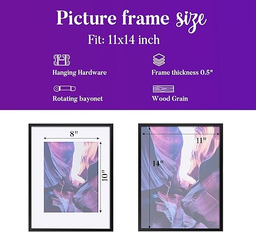 Miniatura 2 de TWING Paquete de 3 portarretratos de 8.5 x 11 pulgadas para certificado, diploma, fotos de 6 x 8 pulgadas con paspartú o de 8.5 x 11 pulgadas sin