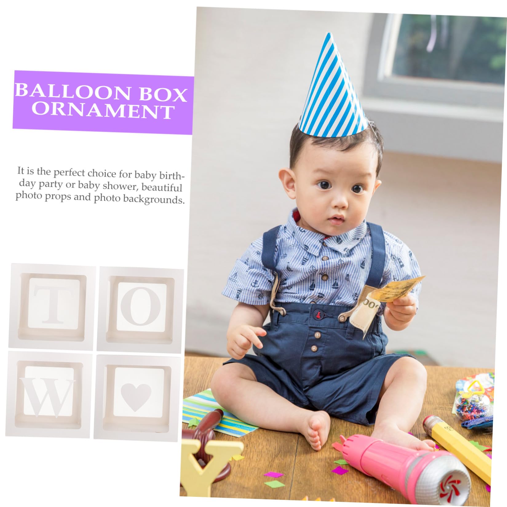 Ipetboom Ballonbox Geburtstag Party Deko Satz Weiß Transparente Ballonkarton Geschenkbox für Babyparty und Feier