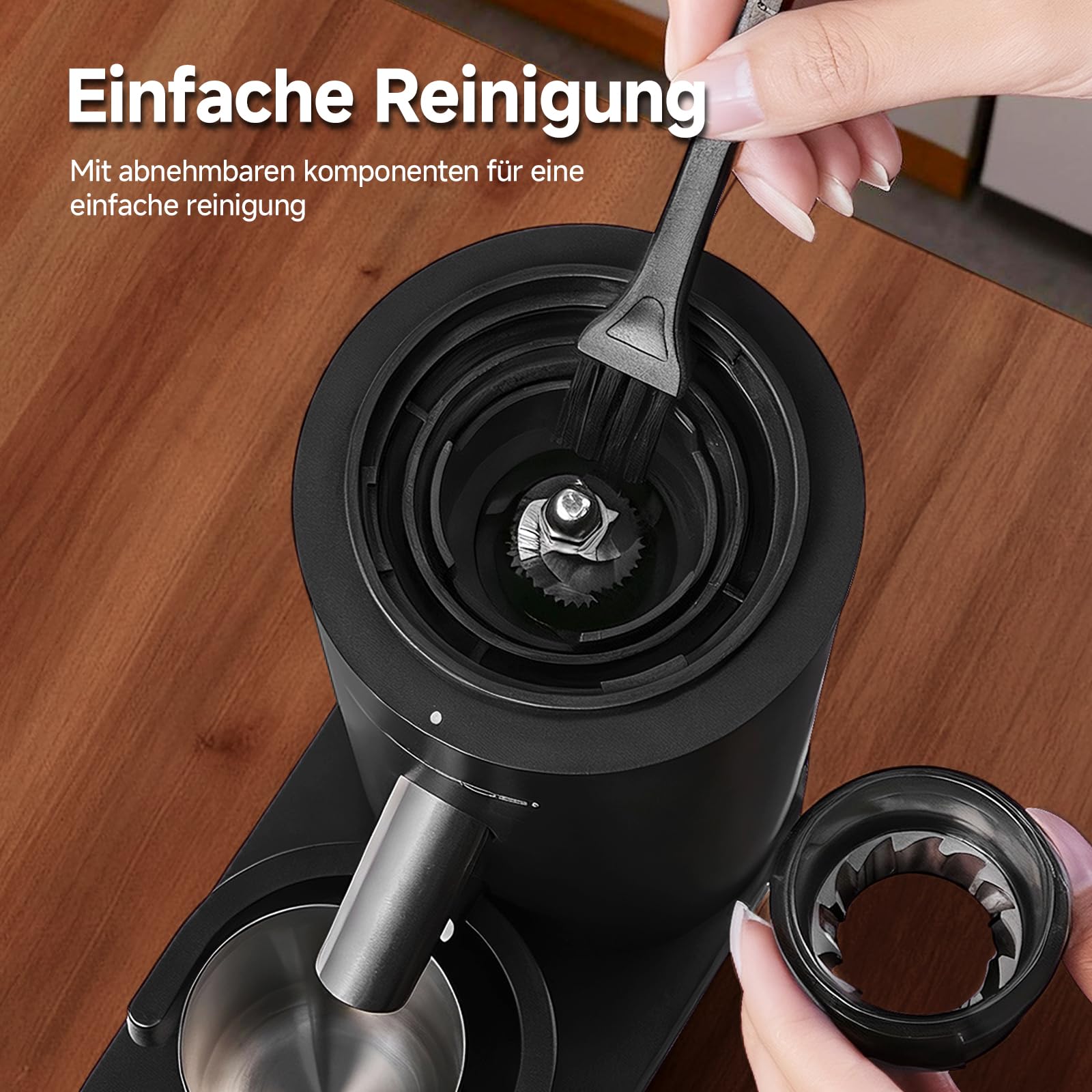 AAOBOSI Kaffeemühle Elektrisch, Kabellose Kaffeemühle Siebträger mit 60 Mahlgrad Einstellbar, Kaffeemühle Kegelmahlwerk Tragbar Wiederaufladbar für Espresso/Mocca/Drip/Pour Over/Cold Brew/French Press