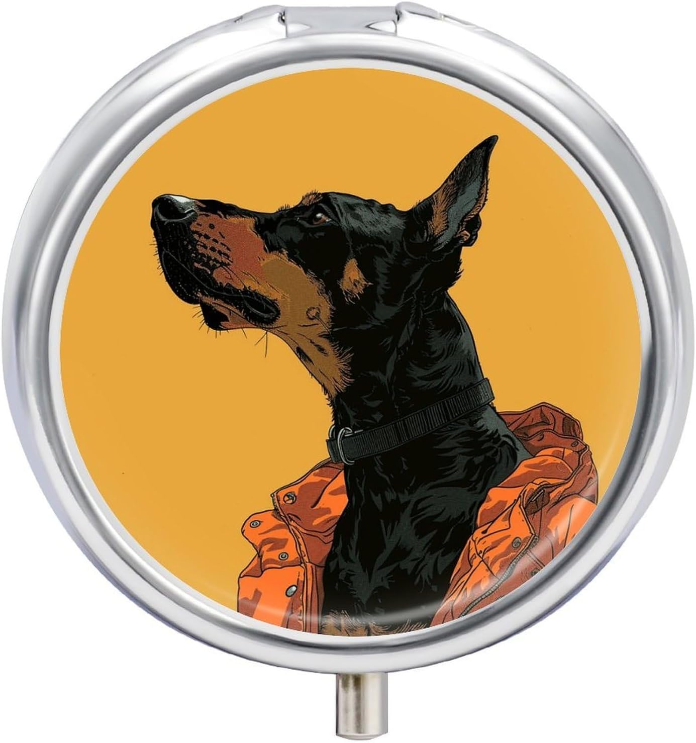 Anime Dog Art Pill Box Round Pill Case for Purse & Pocket 3 Compartment Medicine Pill Organizer Portable Travel Pillbox Medicine Vitamin Cod Liver Oil Storage Box