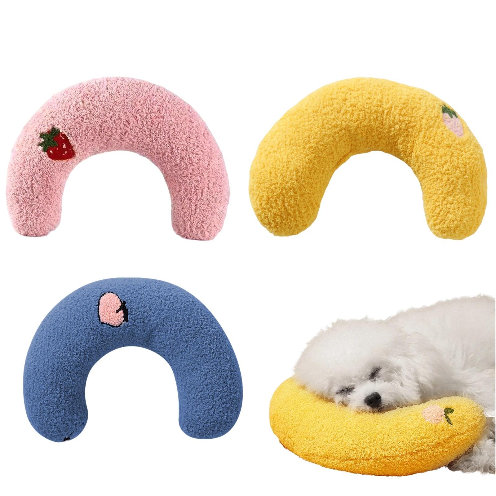 Sikweny 3 PCS Cat Pillow Fluffy And Soft CatCushion Does Not Pill Easily Dog Pillow Blue Yellow Pink Suitable for All Seasons Dog Crate Bedding for Indoor Improve Relief Sleeping Machine Washable