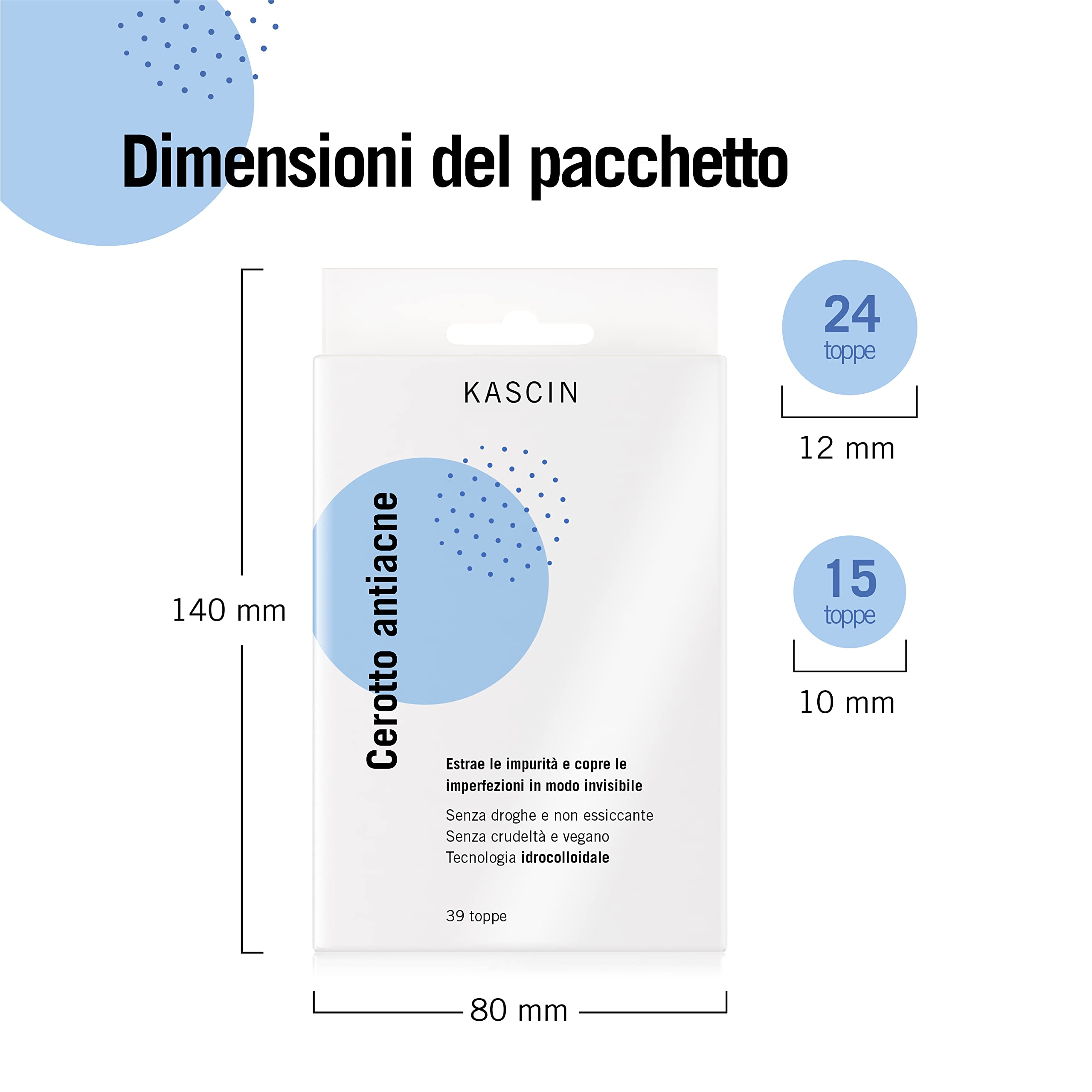 Pimple Patch Hydrocolloid - 39 Cerotti Idrocolloidali Per Brufoli Viso Invisibili in Due Dimensioni - Cerotti Assorbi Brufoli Coreani Grandi Per Acne - Prodotto in Corea Per Uso Quotidiano