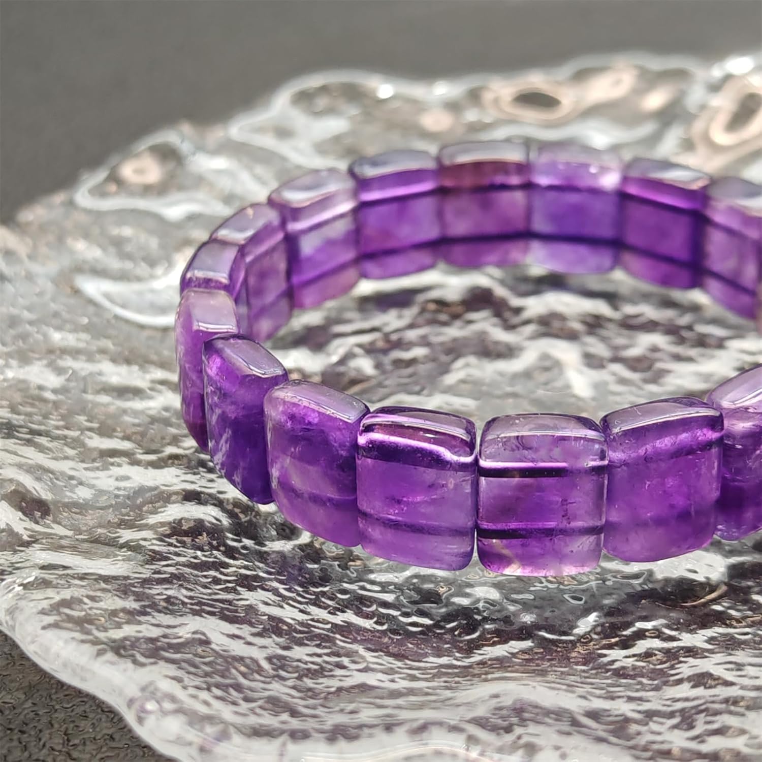 Amethyst Healing Bracelet Natural Crystal Stretch Bracelet Gift for Women Men Christmas Birthday Energy Healing Bring Happiness Luck Wealth - Image 3