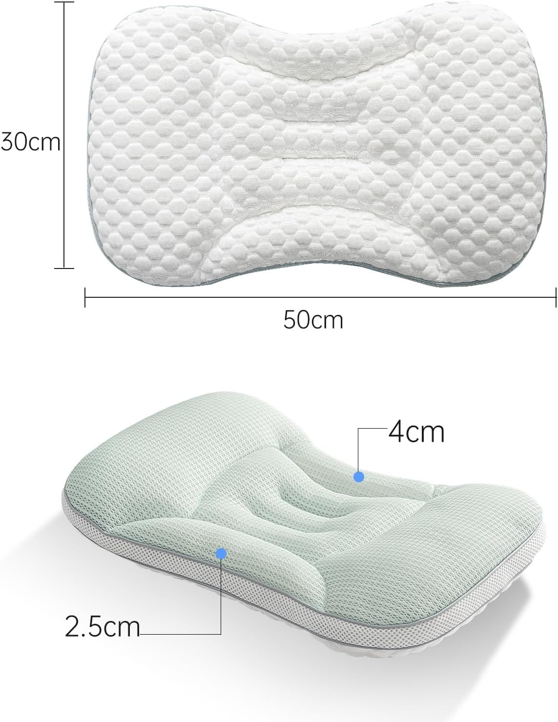 Reidio Toddler Pillows Double Sided Cooling Fabric & Breathable Mesh Kids Pillow Dual Heights Ergonomic Design Advanced Hose Filler Machine Washable (Blue Green, H1) - Image 2