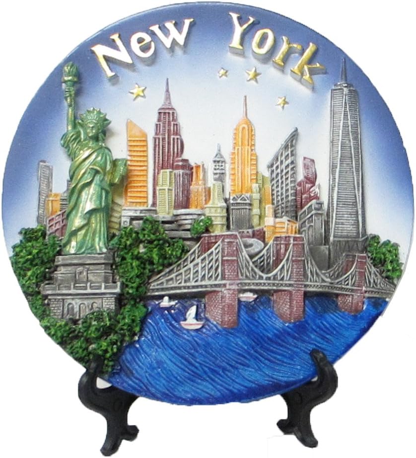 New York Souvenir 3D Polyresin Plate 6 inches Diameter