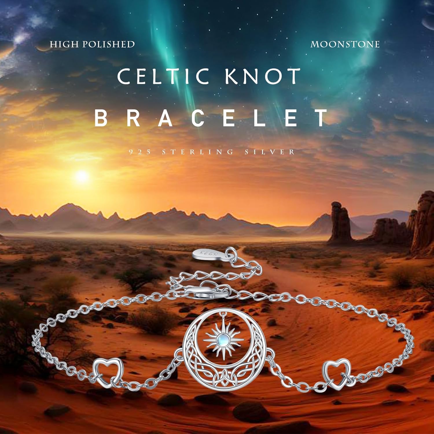 Moonstone Bracelet for Women 925 Sterling Silver Moonstone Bracelet Adjustable Jewelry Gift for Women - Image 6