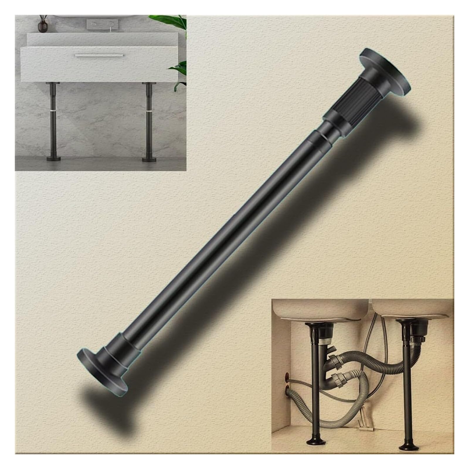 DHetyE Sink support legs Undermount Basin Brackets AdjustableKitchen Sink Support Poles Furniture LegStainless Steel Legs(Wit,2*H 35 50cm(13.8" 19.7"))
