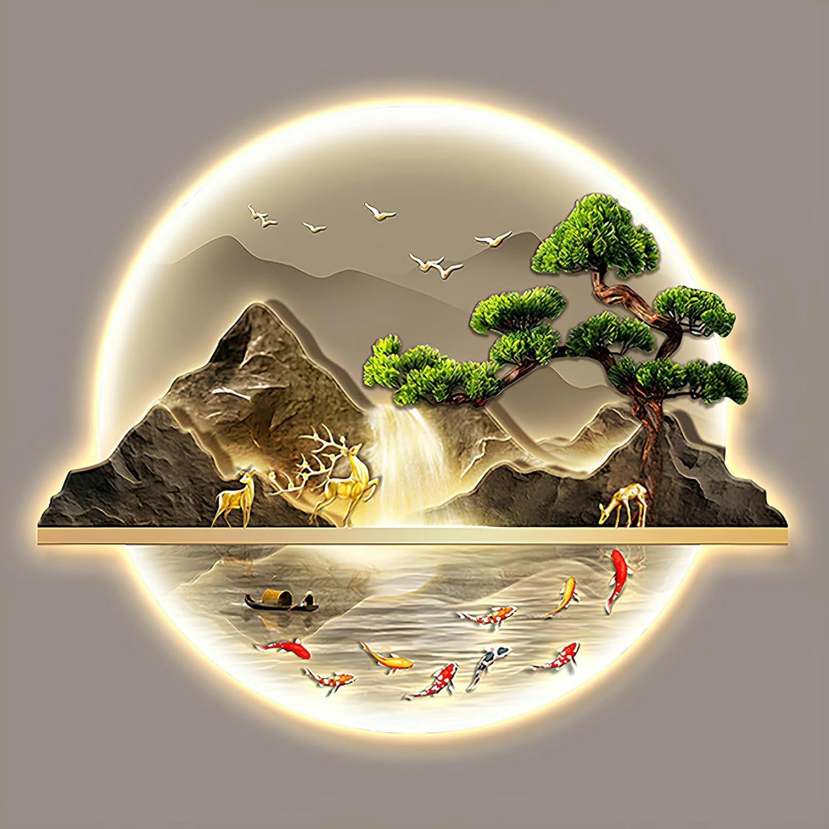 Décoration murale LED tableau chinois lumineux pour entrée