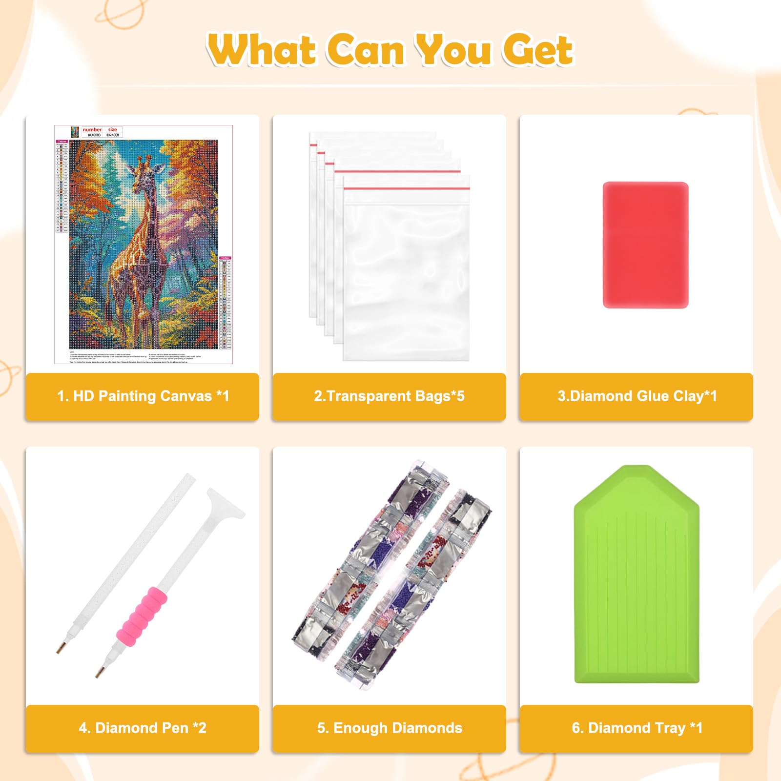 HEIBAGO 5D Diamond Painting Kits for Adults DIY Giraffe Full Drill Diamond Art Painting Kits - Image 3