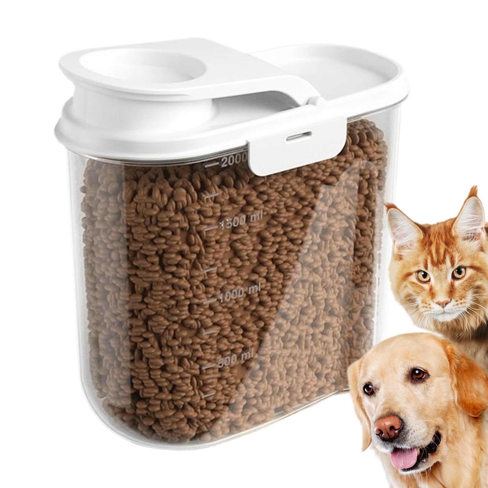 Boîte De Rangement Pour Nourriture De Chat - Récipients pour Croquettes avec Couvercles Étanches | Bac Organisateur 2L Avec Couvercle Pour Garde-Manger Snacks Friandises Pour Chat Riz Céréales