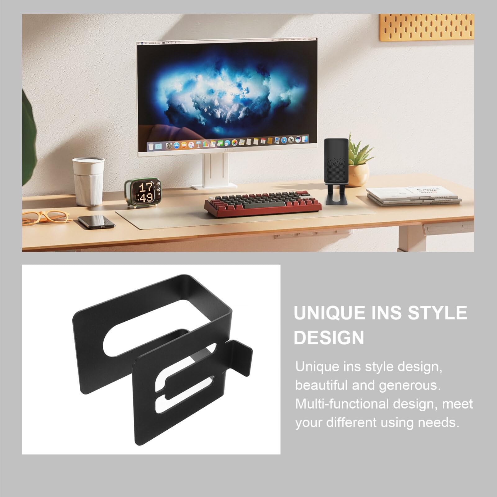 Holibanna Speaker Stand Desk Portable Speaker Riser for Computers Easy Install No Tools Needed