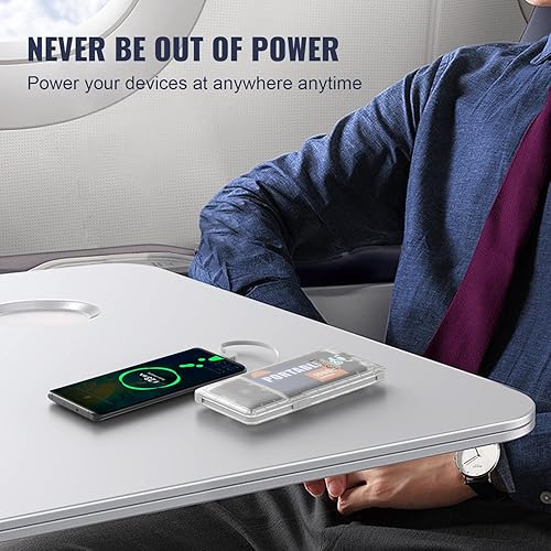 Miniatura 5 de LIPSWEET Banco de energía portátil, cargador portátil Slim10000mAh, batería externa de carga rápida USB C de 20 W con enchufe de CA integrado, tres