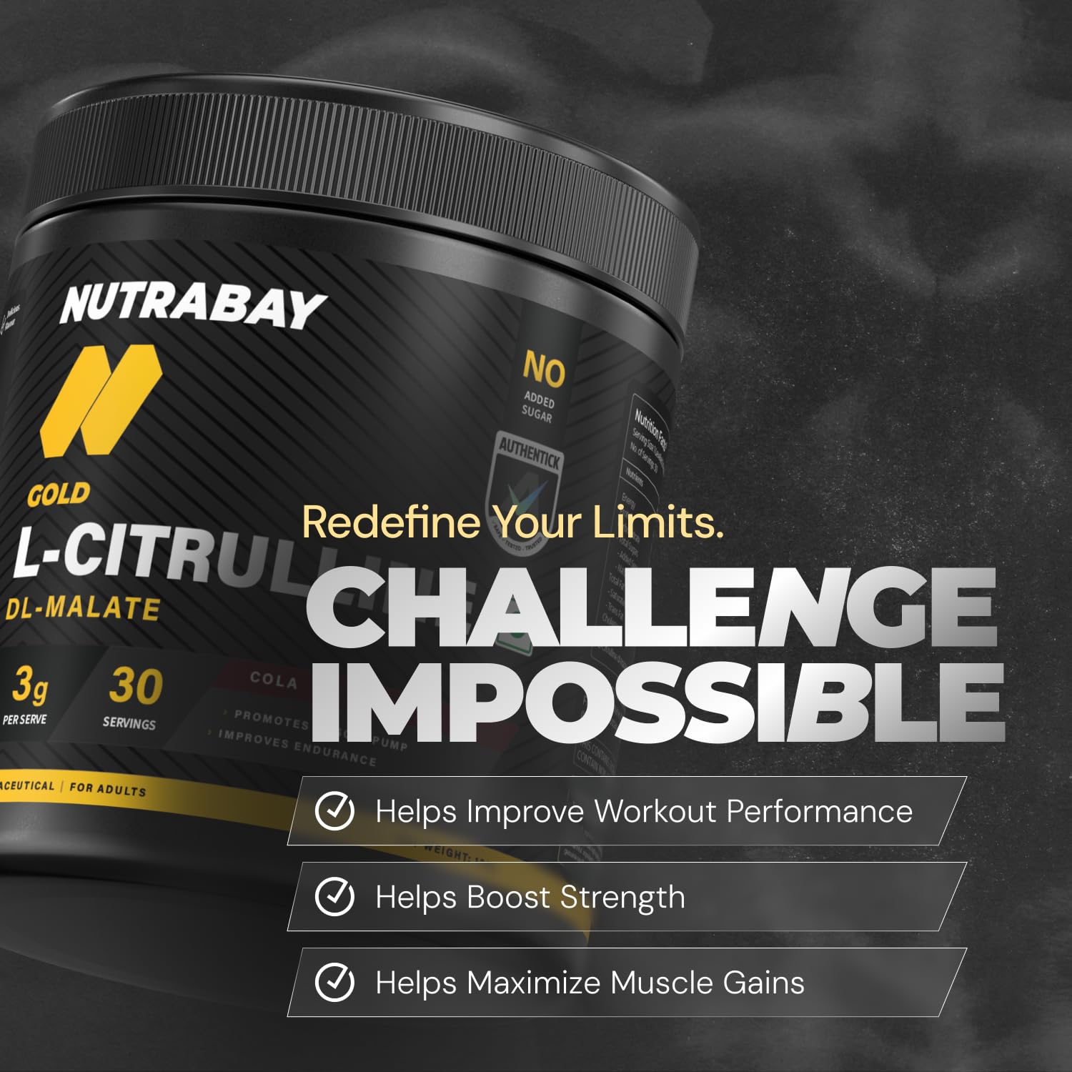 Nutrabay Gold Citrulline Malate 2:1 Supplement Powder 120g, Cola Flavor – Boosts Nitric Oxide – Pre Workout for Muscle Pump, Improved Endurance & Recovery | Tested for Purity | No Banned Substances 2