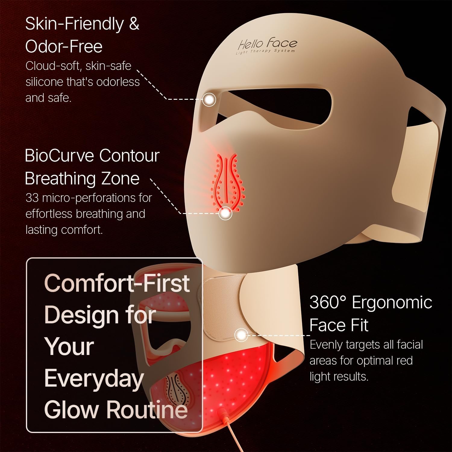 4D Red Light Therapy Mask, 311 LEDs 850nm Infrared Long Light Waves Led Face Mask Light Therapy for Cordless Photons Tech, Silicone Skin Improvement for Women with Rechargeable Remote