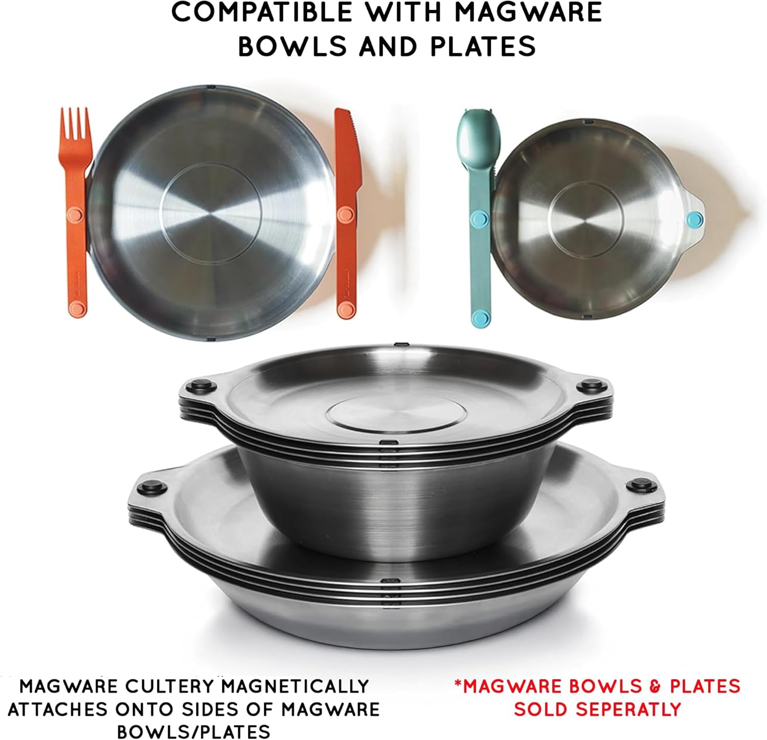 magnetic camping cutlery set green pouch and utensils ready for outdoor dining