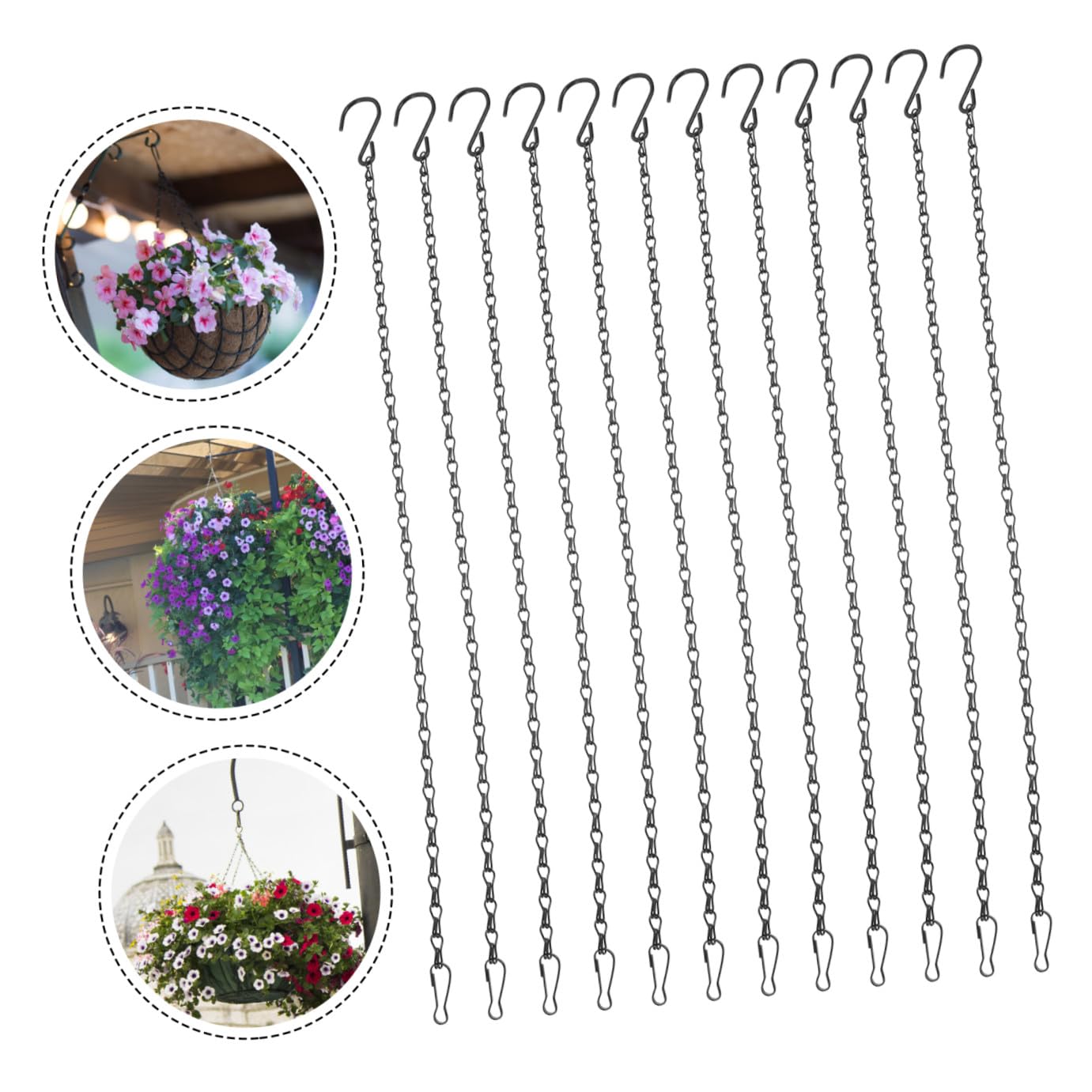 BESPORTBLE 5 Sätze Hängende Kette Pflanzendeko Pflanzenzubehör Lampionkette Pflanzenhängekette Weidenkorb Vogelhäuschen Hängen Bahnhof Blumenkorbkette Blumentopfkette Eisen Black 10 Stück * 5