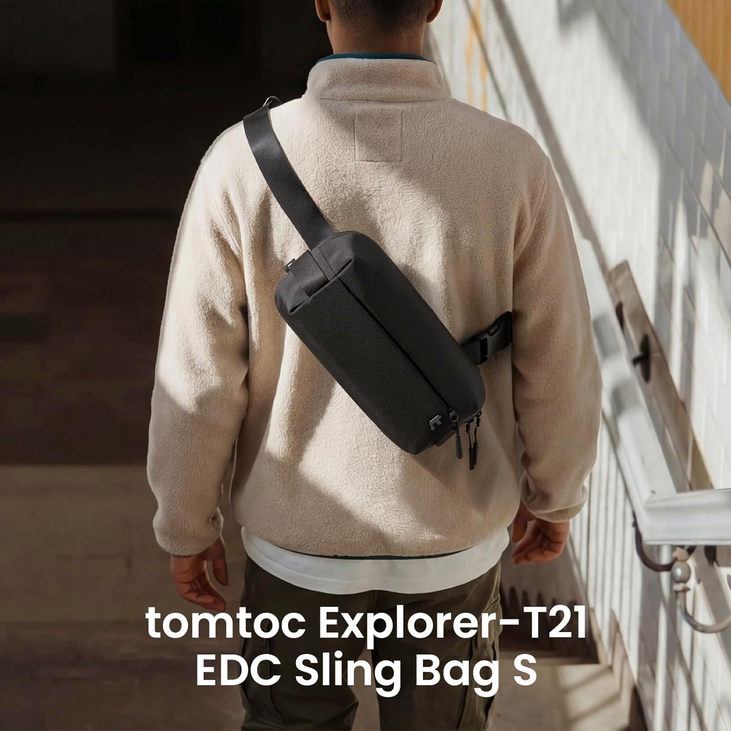 tomtoc Compact EDC Sling Bag 3L-10L, Minimalist Crossbody Bag Chest Shoulder Pack for Men Women, X-pac/Recycled Polyester - Image 4