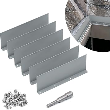 Flamorrow 6 Pack Aluminum Gutter Valley Splash Guards, Rainwater Roofing Gutter Guard, Straight Gutter Splash Guard for Flat Shingle Roofs, Valley, Corner, Grey