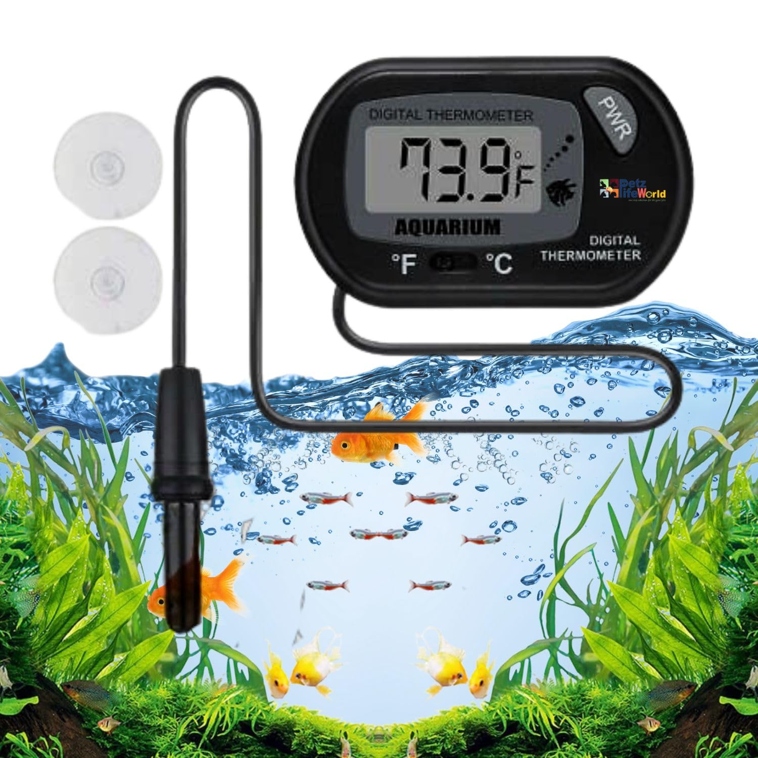 Petzlifeworld Black Digital LCD Thermometer with Suction Cups for Aquarium Fish Tank Vivarium Reptile Terrarium (B0BSRXPW48) Amazon Price History, Amazon Price Tracker