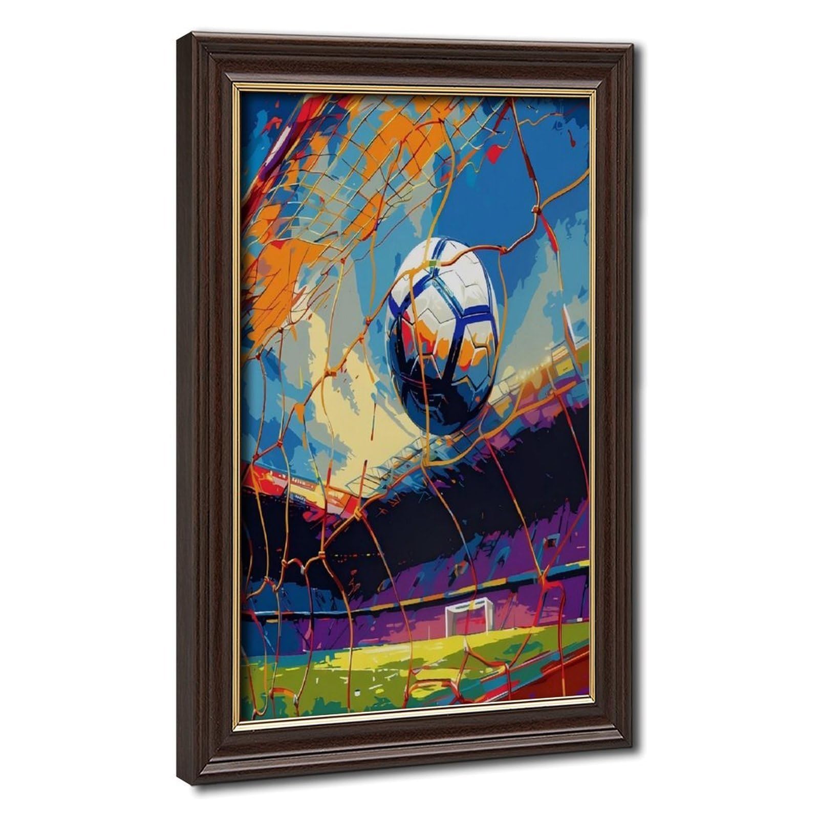 Bareronor Mokume Gane Frame-Style Colourful Football Canvas Poster For Dorm Room Decor Gift