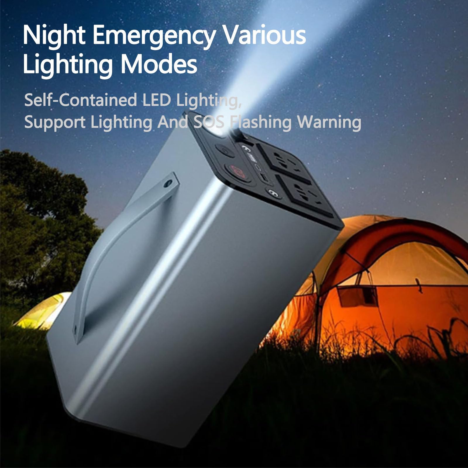 Central eléctrica portátil, Paquete de energía para Acampar, 300W CA, Fuente de alimentación de Emergencia para Acampar y Aventuras al Aire Libre, Toma AC/DC/USB/Tipo C