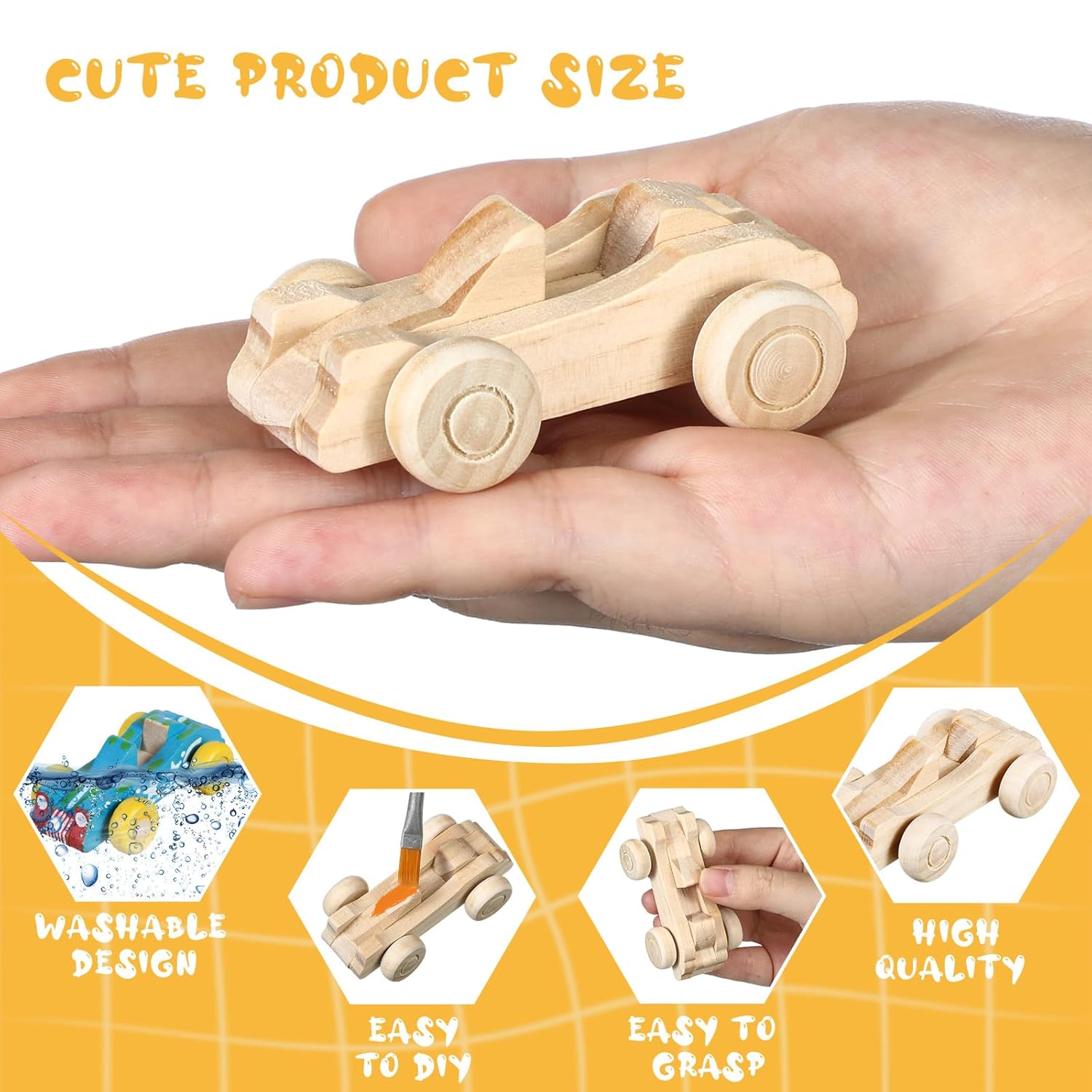 Beeveer 20 Pcs Unfinished Wooden Cars DIY Toys, Paintable Toy Cars Crafts to Paint for Students Home Activities Family Time Handicraft Projects Party Favors (Popular) - Image 3