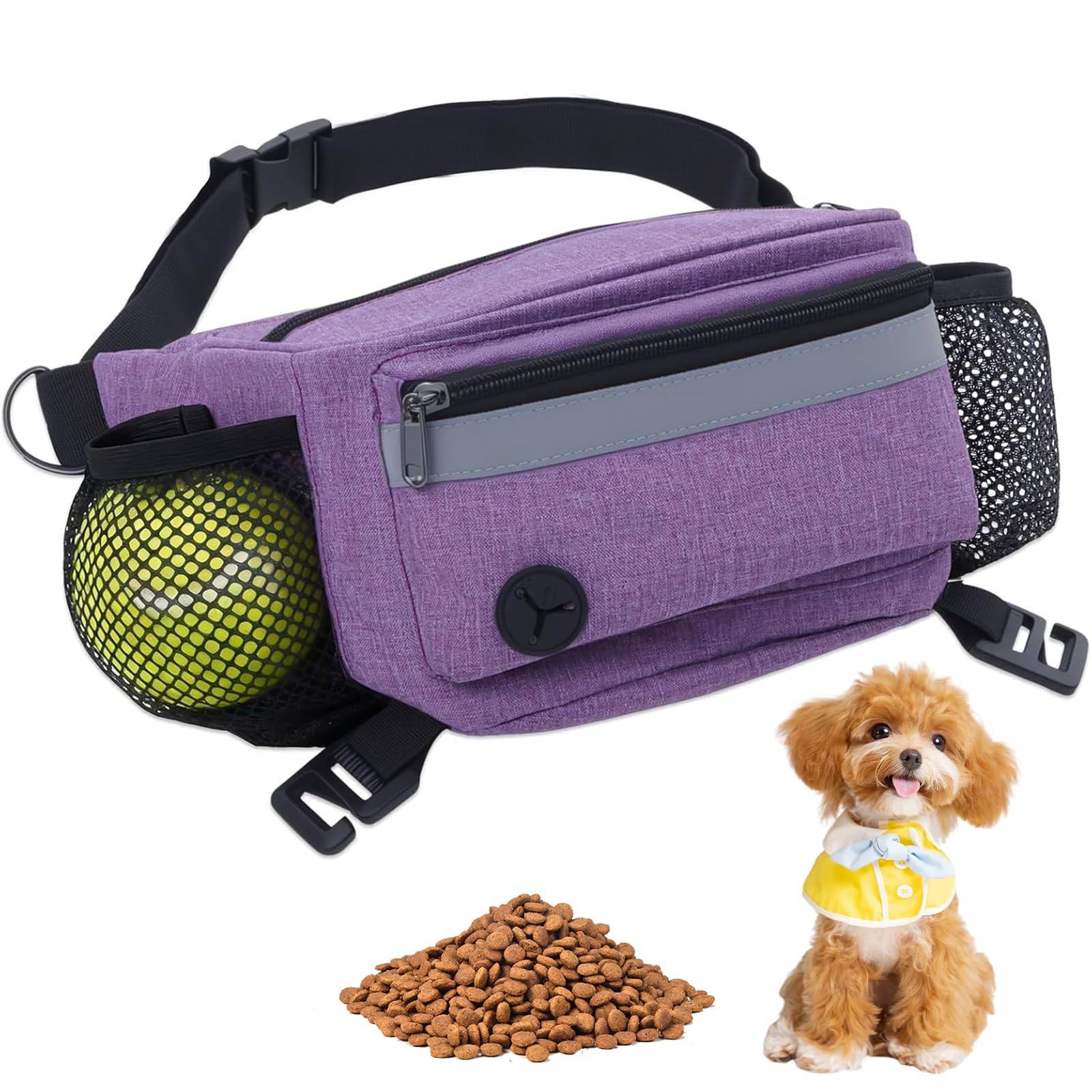 FIVAVA Borsa Multifunzione per Cani, Borsa per Cani – Marsupio per Accessori per Cani, Dispenser di Sacchetti e Robusta Sacca per Cani (Viola)