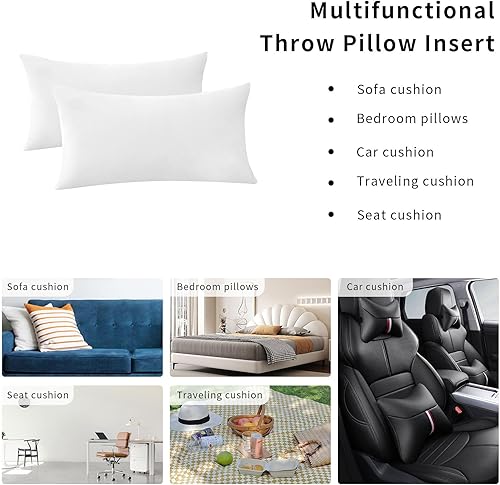 Miniatura 8 de Mr. Ye - Insertos de cojín de 20 x 12 pulgadas de plumón alternativos, rellenos de almohada decorativos esponjosos rectangulares para sofá, cama y