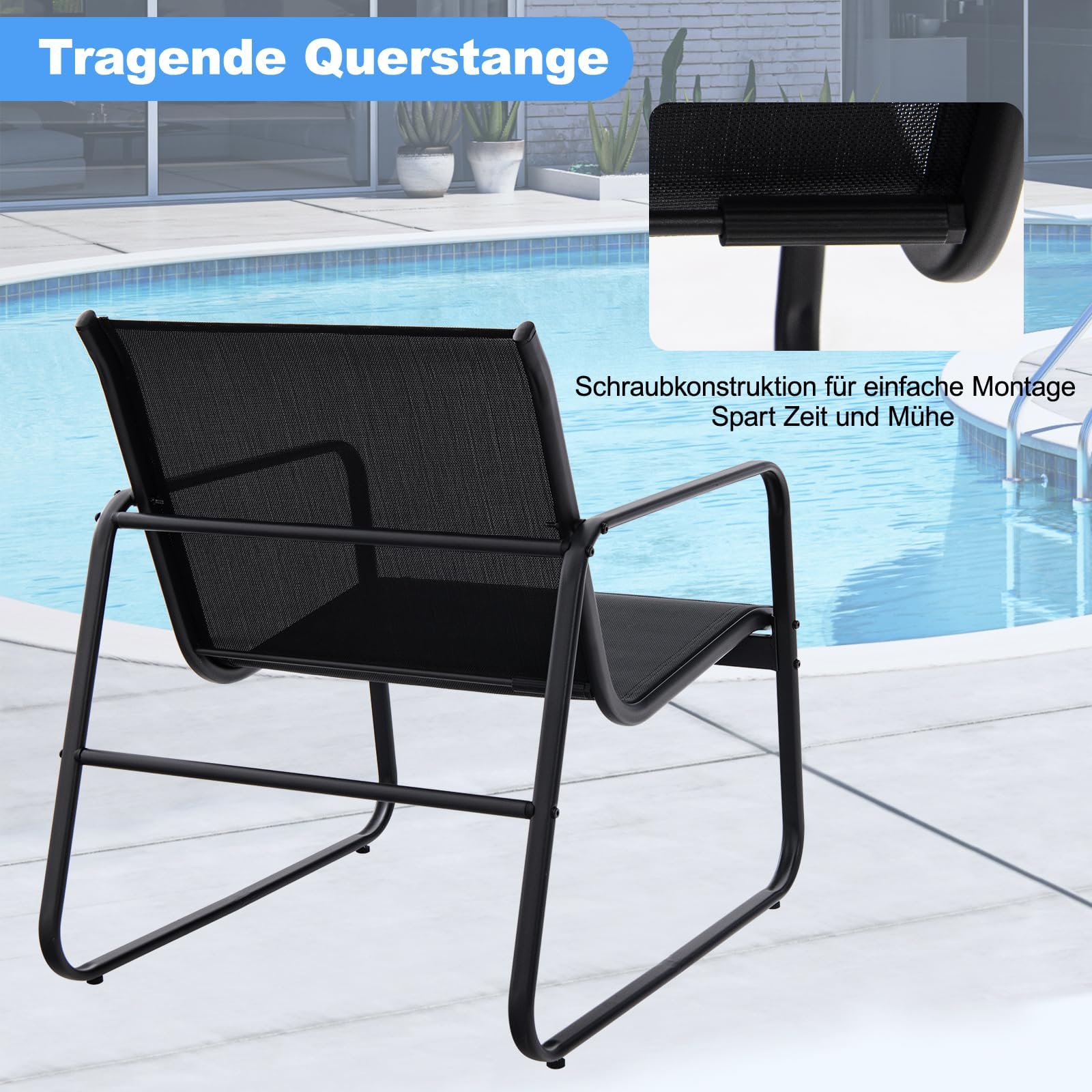 FANTASK 3-tlg. Balkonmöbel Set Grau - Rattanoptik Gartenmöbel Mit 2 Stühlen & Tisch