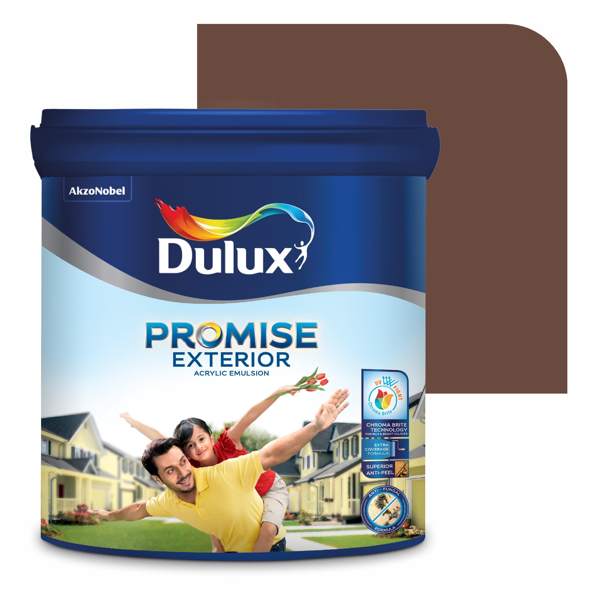 Dulux Promise Exterior Emulsion Paint (1L, Tobacco Brown) | Ideal for  Exterior Walls | Smooth Finish | Anti-Peel & Anti-Crack