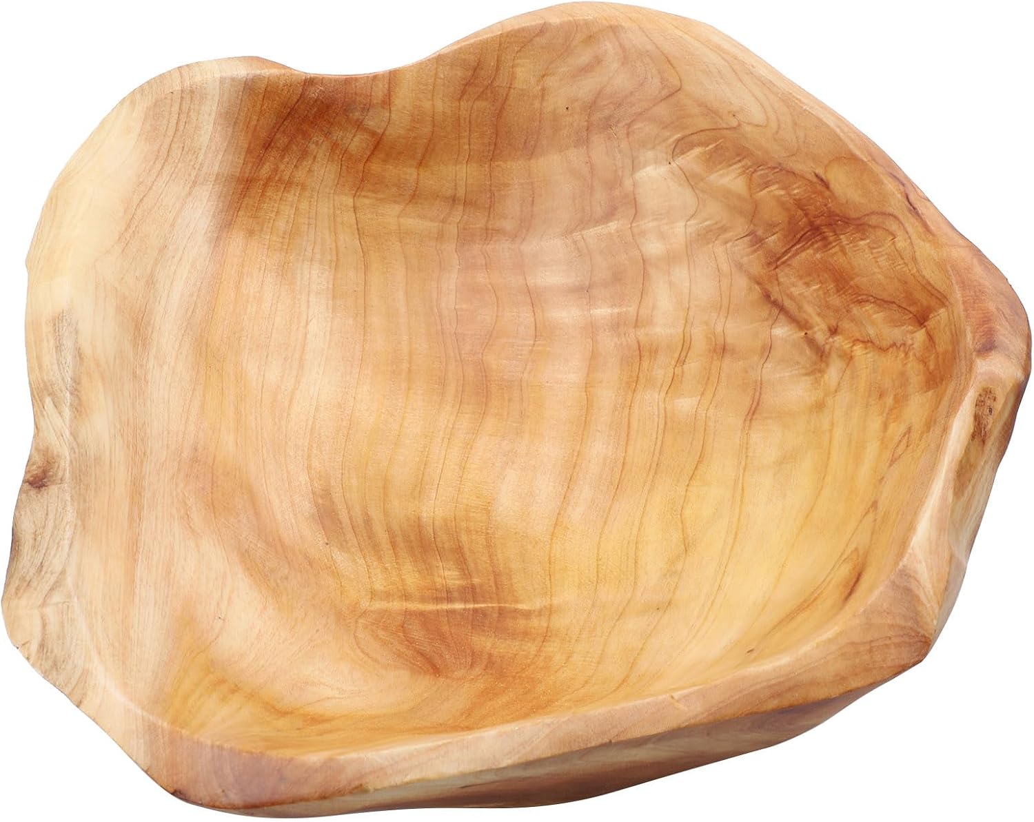 Solid Wood Fruit Bowl Multipurpose Storage Tray, Large Root Carved Fruit Plate 25-29cm Diameter, Natural Wooden Snack Container for Kitchen and Dining Room