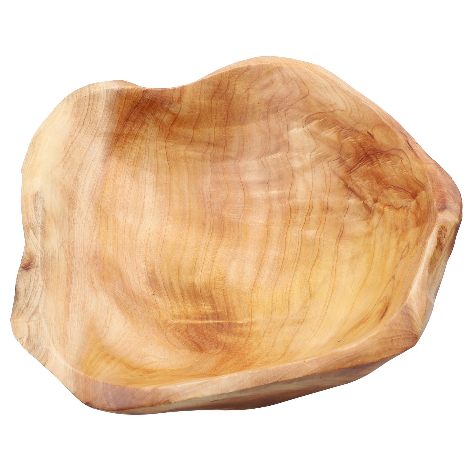 Ciotola in Legno Massello Intagliata a Mano, Vassoio Porta Frutta e Snack, Contenitore Decorativo per Feste e Banchetti, Diametro 25-29 Cm, Uso Multiuso per Cucina e Sala da
