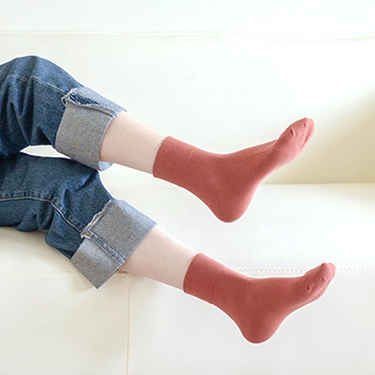 HUGSWEET Thin Soft Cotton Crew Socks for Women Ankle above Bootie Socks Gifts for Women 5-10 Pairs - Image 2