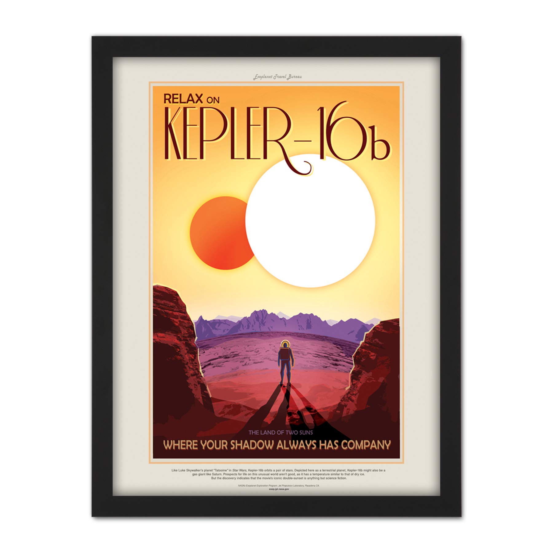 Wee Blue Coo NASA Space Travel Advert KEPLER-16B Artwork Framed Wall Art Print 18X24 Inch