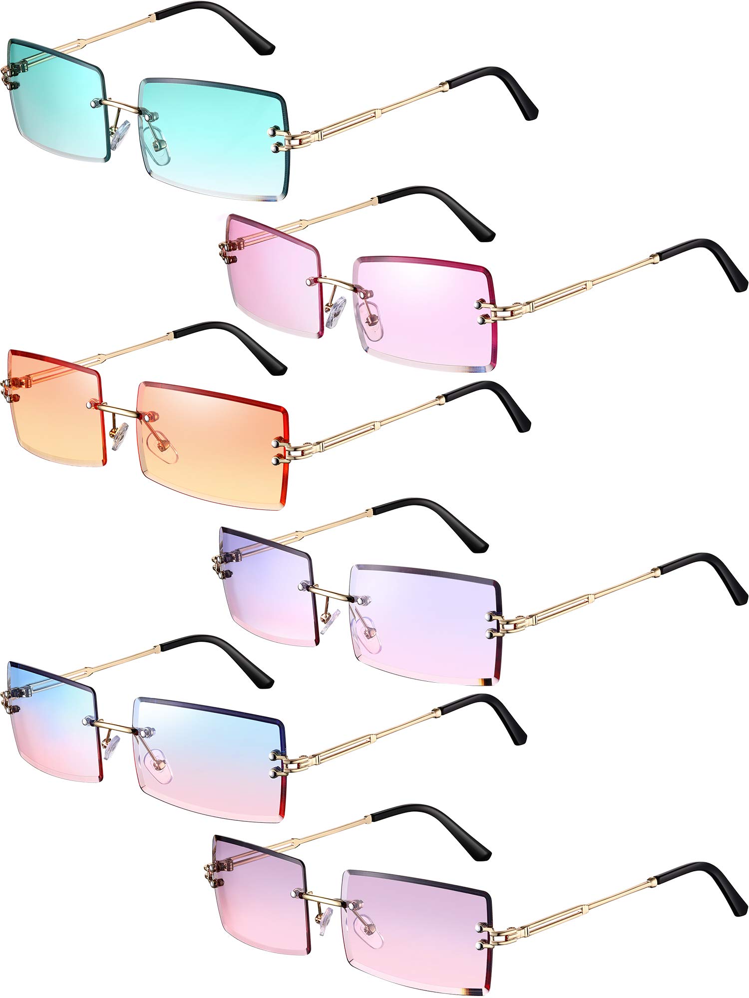 Lot De 16 Lunettes De Soleil Rectangulaires Vintage - UV400 - Homme Et Femme - Style Rétro Années 90