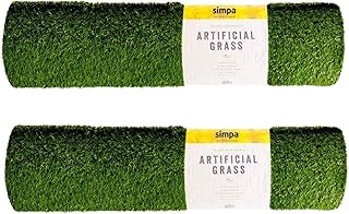 simpahome 2 x Quality Non Fade Artificial Grass Pile Roll - 2m x 1m / 6.6ft x 3.3ft - 30mm Pile Height - Astro Turf Fake Lawn - Tested Extreme Weather Conditions.