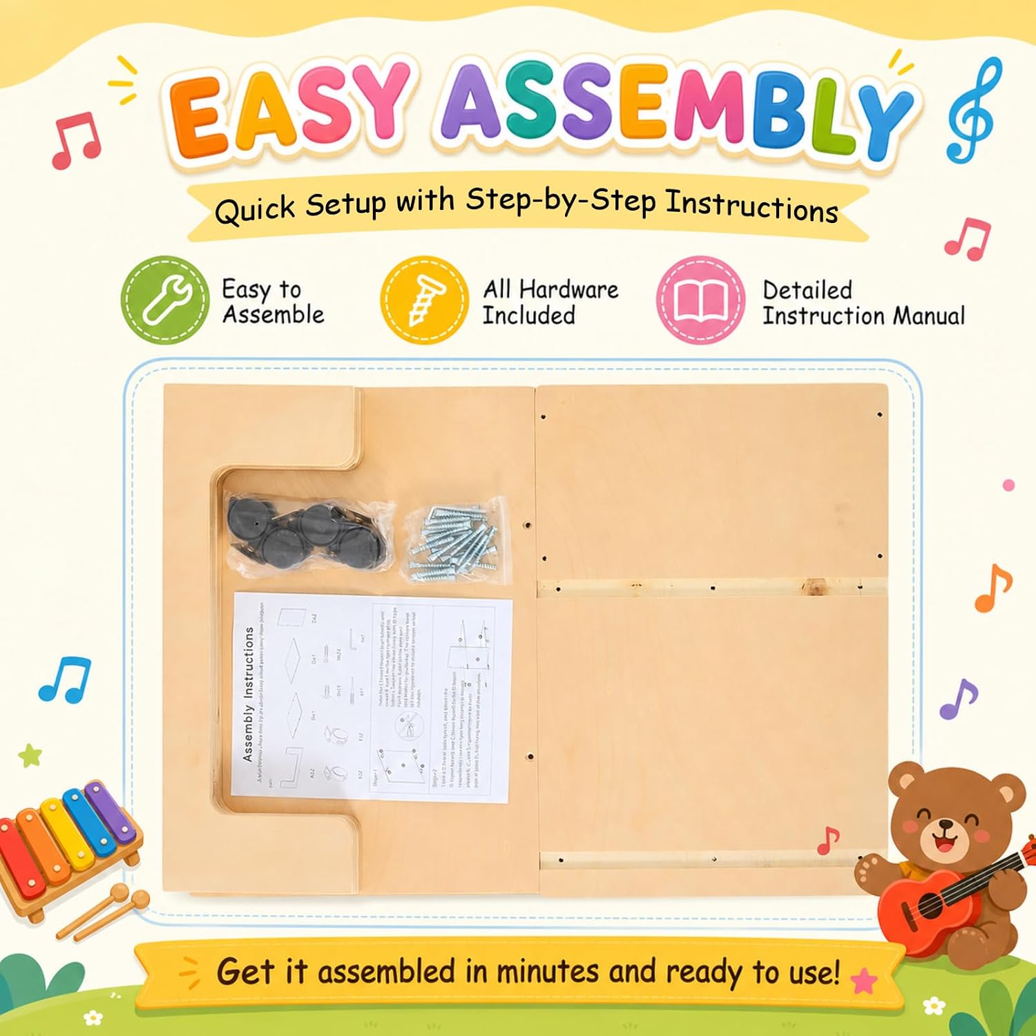 Nuanchu Mobile Audio Station Cart for Classroom with Wheels, Birch Wood | 2-shelf Wooden Listening Center, Teacher Organizer for Headphones, Audio Player, Preschool Kindergarten, 21.7"x14.8"x21.7"
