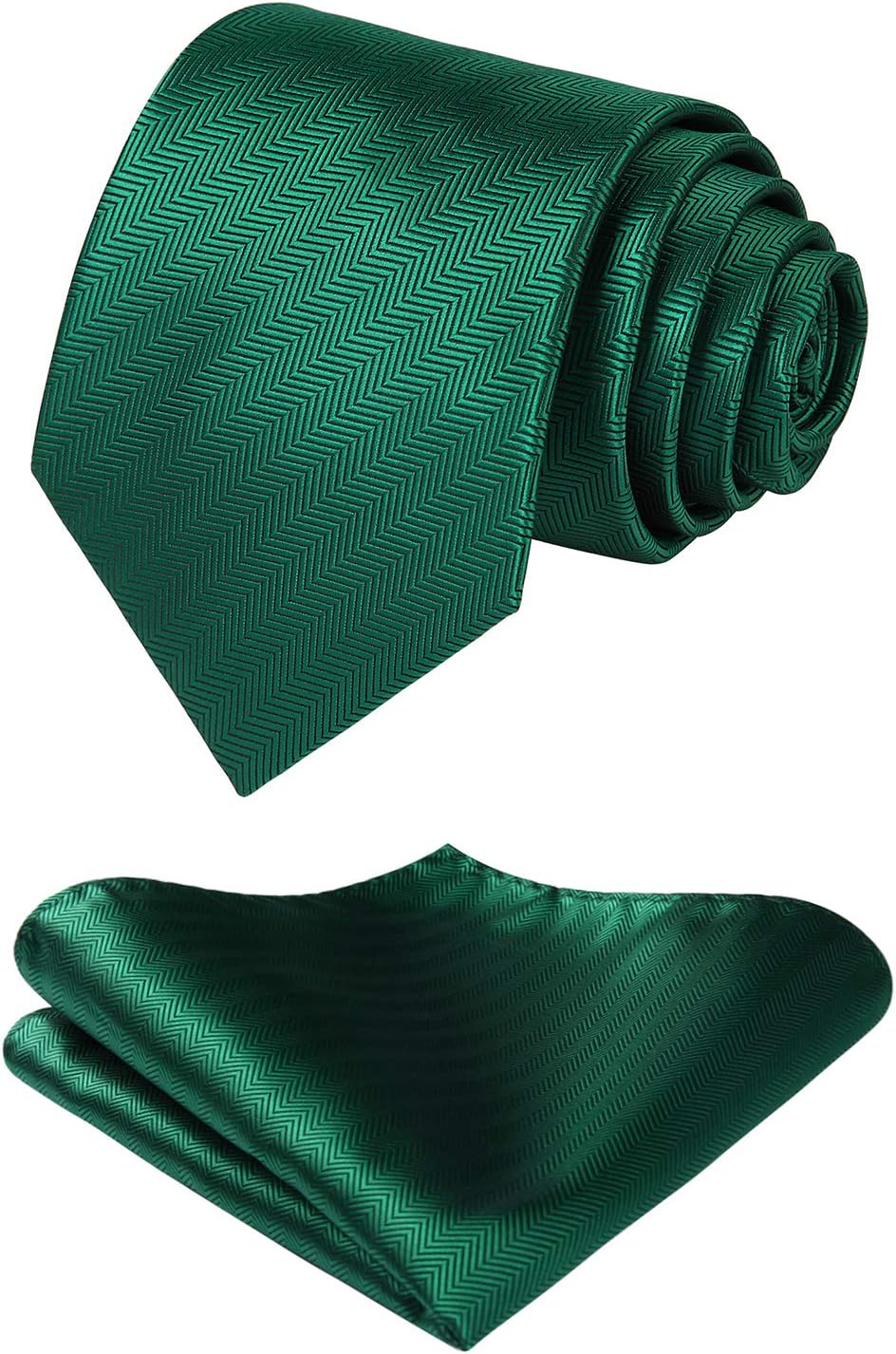 HISDERN Mens Ties Solid Color Tie and Pocket Square Set Classic Woven Formal Neckties & Handkerchief Wedding Party - Image 2