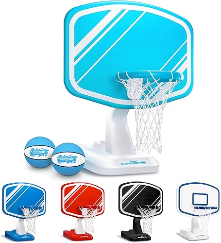 GoSports Splash Hoop PRO - Elige tu color - Juego de baloncesto para piscina, incluye aro de baloncesto de agua junto a la piscina, 2 bolas y bomba