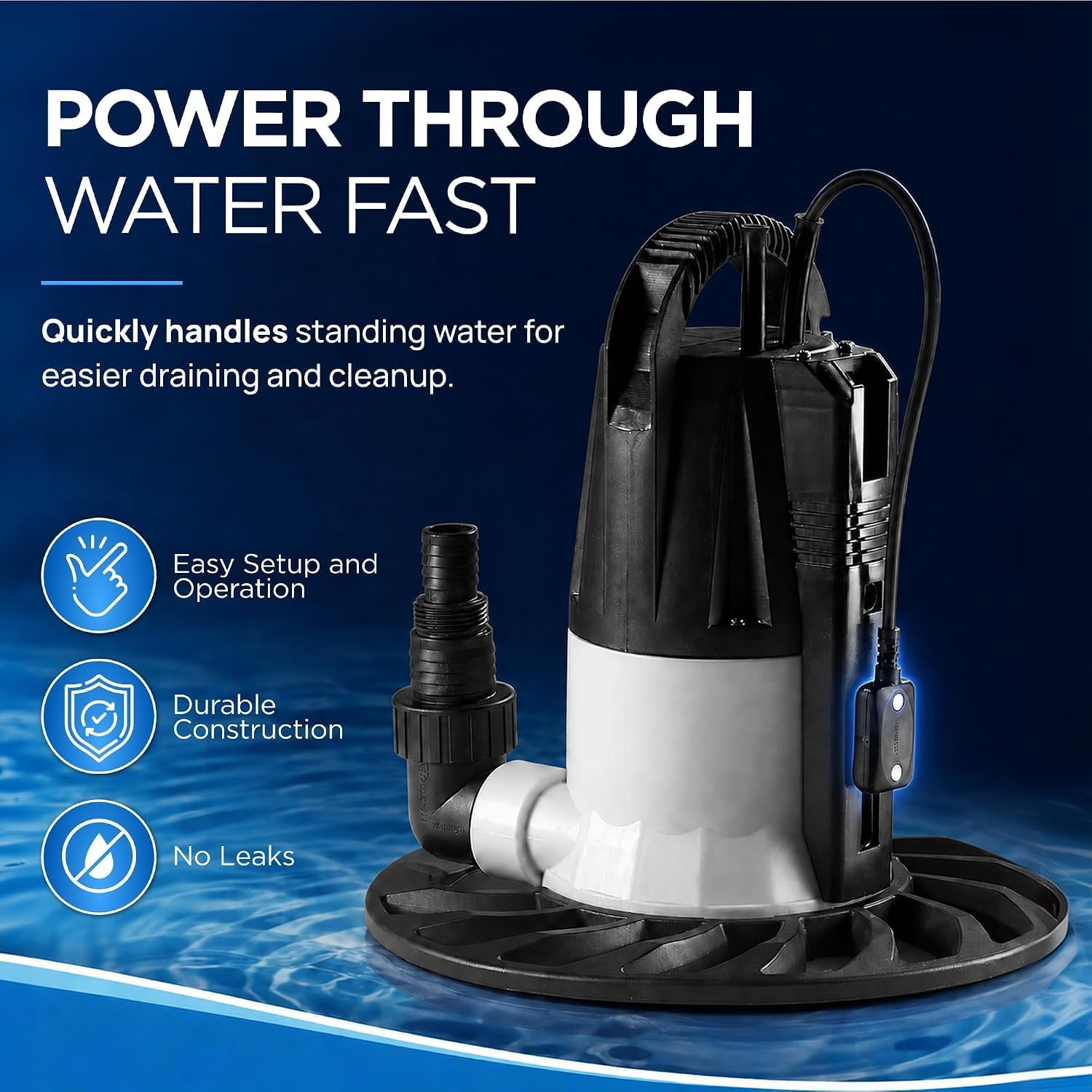 FibroPool Pool Cover Pump CoverPumpDeluxe - 2300 GPH Automatic - 33 ft image 4