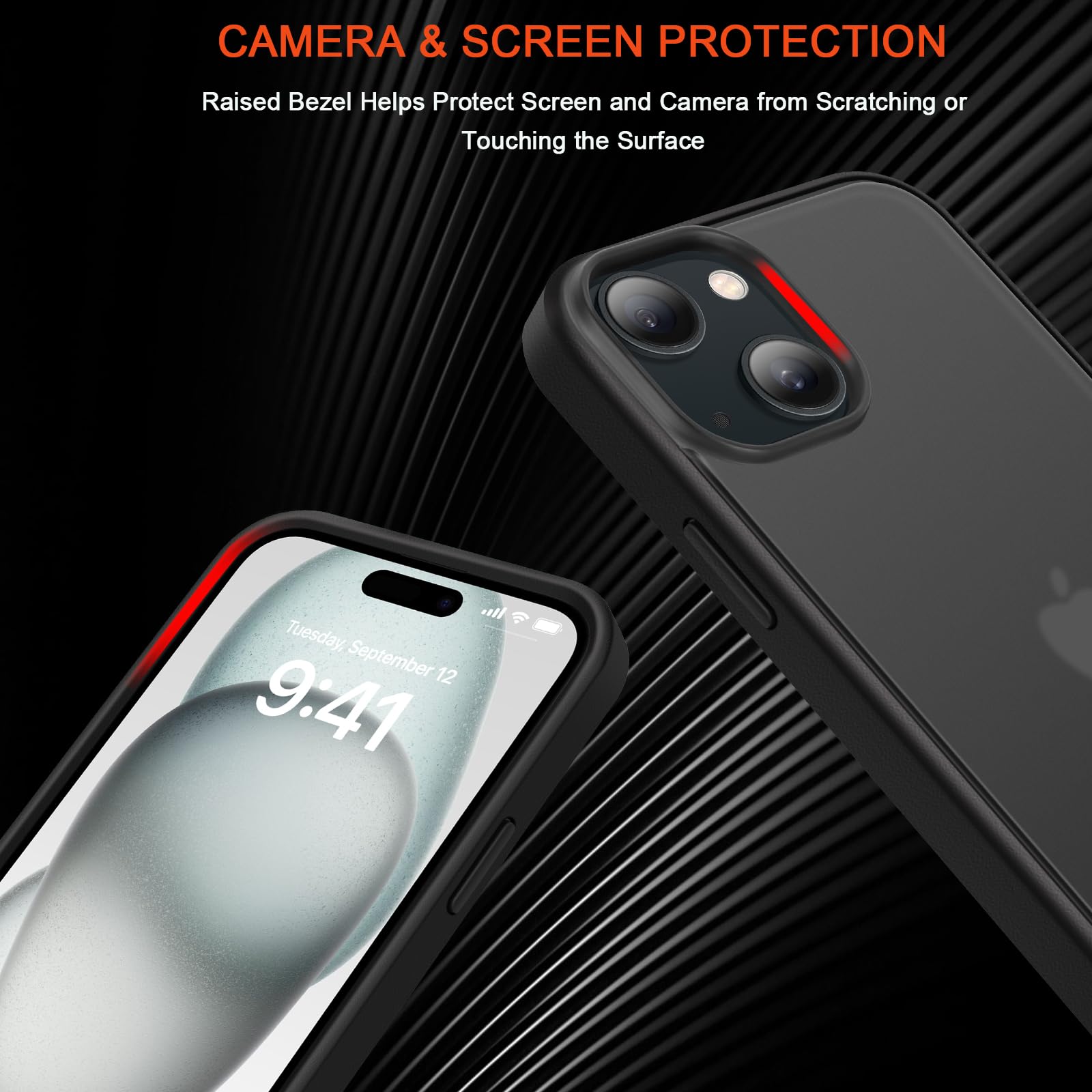 TENDLIN Cover iPhone 15 Pro Rigido Opaco Traslucido Resistente Custodia per iPhone 15 Pro - Nero