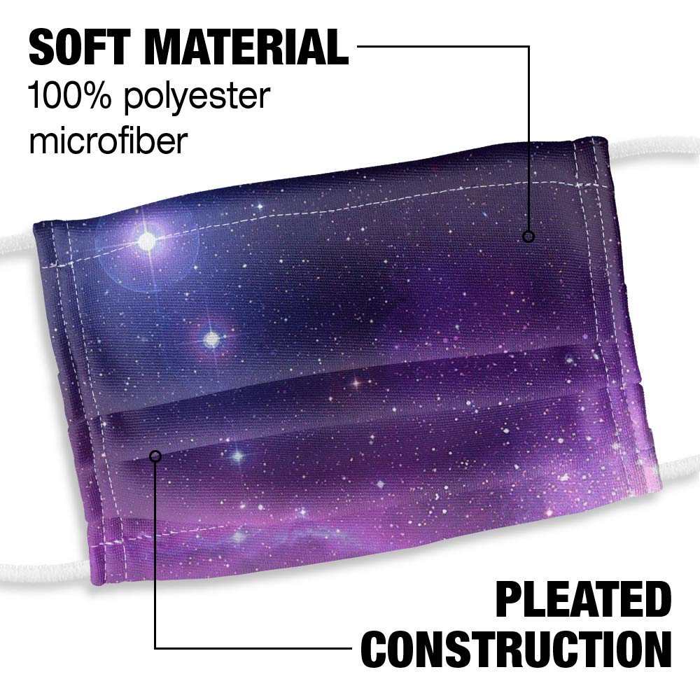Popfunk Kids Space Purple Nebula Kids 1-Ply Reusable Face Mask Covering with Adjustable Nose Wire