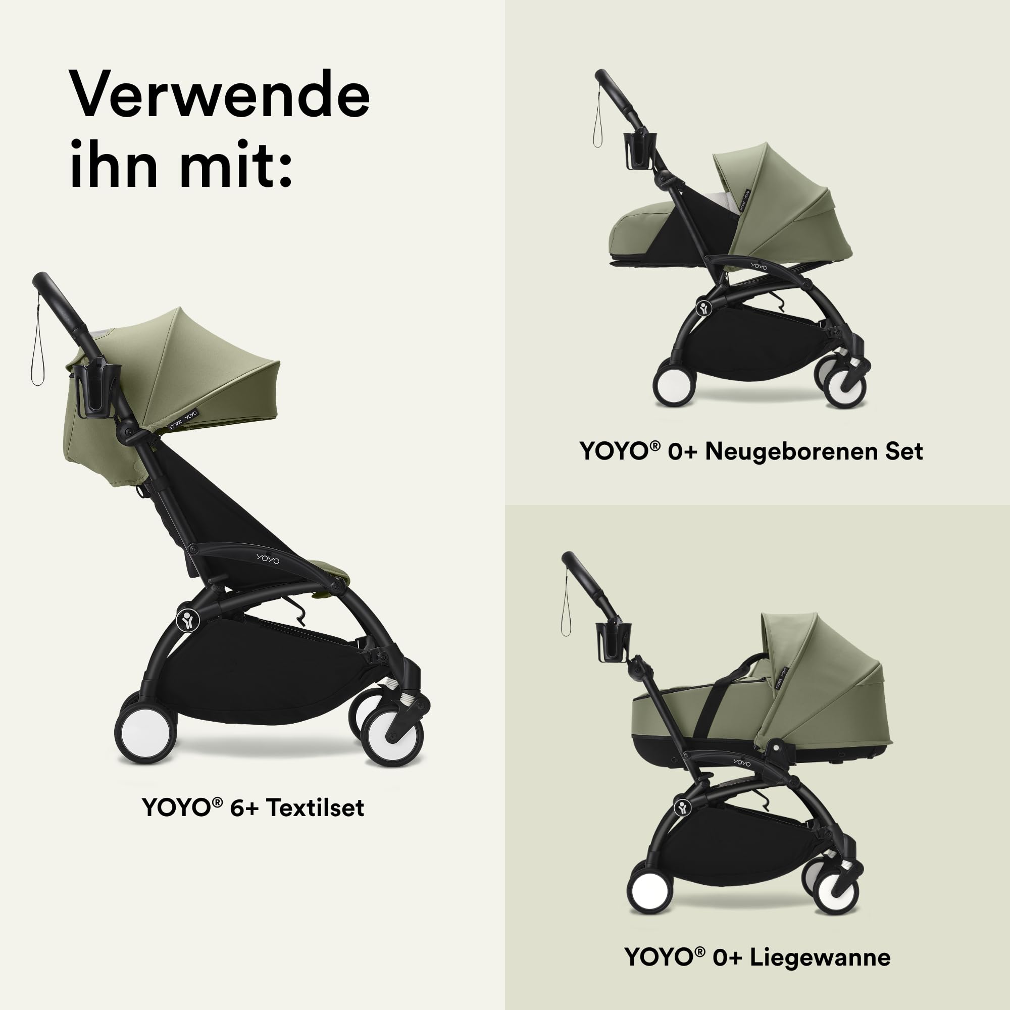 Stokke YOYO Becherhalter - Einfach an sechs verschiedenen Punkten am YOYO Kinderwagen zu befestigen