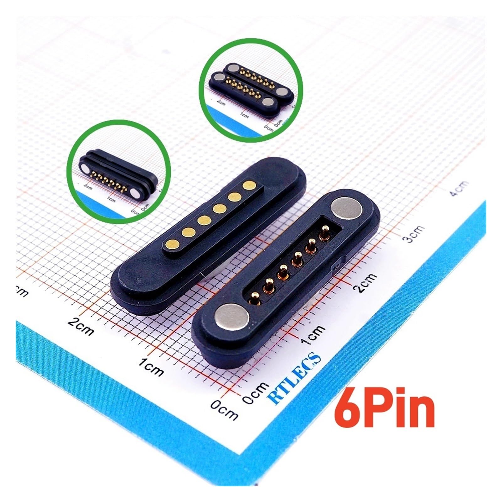 Connettore Pogo Pin magnetico impermeabile 2A 2 3 4 5 6 posizioni Caricato a molla 2,54 mm Maschio Femmina Presa di corrente continua Striscia di contatto(2P Wire MF)