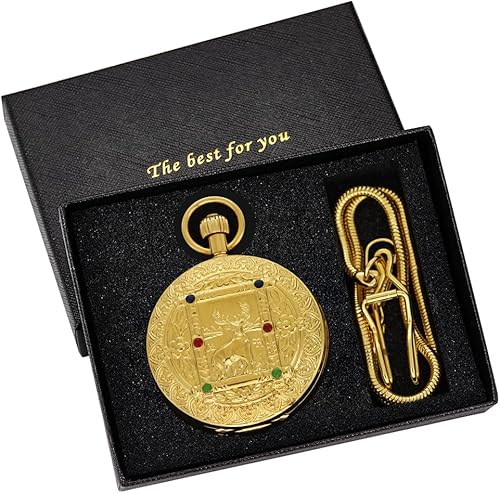 Miniatura 2 de Realpoo Reloj de bolsillo mecánico único para hombre, números romanos, escala digital, relojes de bolsillo mecánicos para hombres