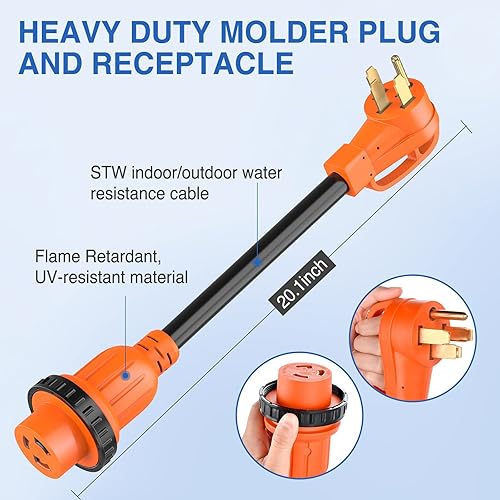 Miniatura 60 de Nilight Cable adaptador de cargador EV de 50 amperios a 50 amperios de 4 clavijas de cobre puro 250 V para soldador, conversión de enchufe Enchufe