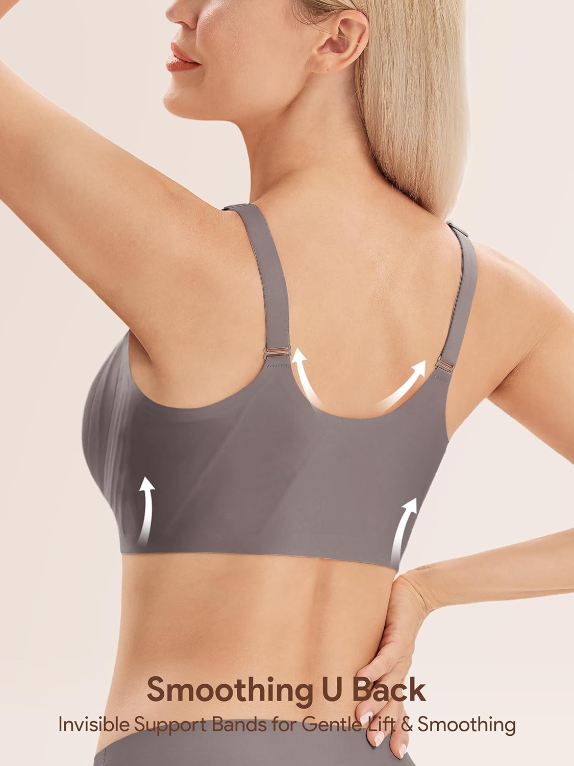 Angelhood Seamless Front Closure Bras for Women with Jelly Support, Wireless Supportive Mastectomy Bralettes Pack of 3 - Image 4